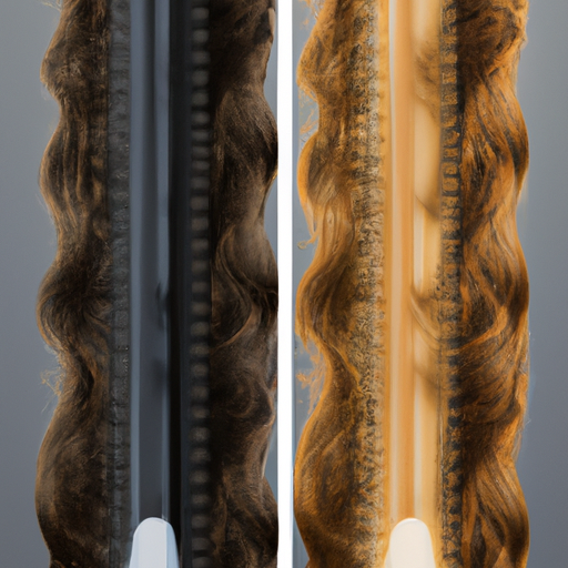 3. השוואה זה לצד זה של שיער פגום בחום ושיער בריא, תוך שימת דגש על ההשפעה של כלי עיצוב בחום